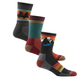 3 pairs of Darn Tough socks in different colors and patterns